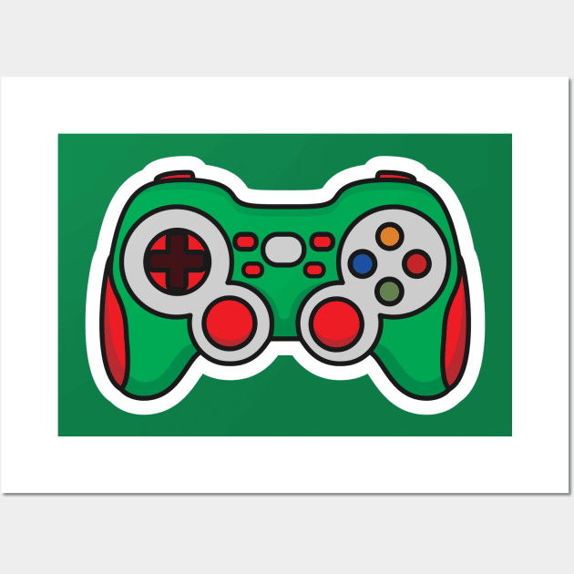 Joystick Controller and Game Pad Stick Sticker vector illustration. Sports and technology gaming objects icon concept. Video game controller or game console sticker logo design with shadow. Wall Art by AlviStudio